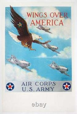 Original WWII US Army Air Corps Recruiting Poster Wings over America