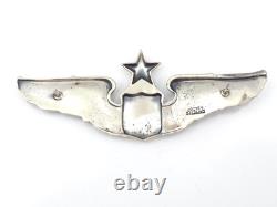 Original WWII US Army Air Force 3 Senior Pilot Wings Sterling Josten Short-Post