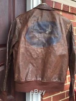 Original WWII US Army Air Force A-2 Paint Art Work Bomber Flight Jacket. Size 42