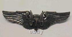 Original WWII US Army Air Force Air Gunner Wings 3 Sterling Silver Orber