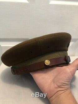 Original WWII US Army Air Force Flight Ace Visor Hat Crush Crusher Cap