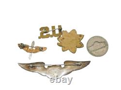 Original WWII US Army Air Force Officer Pins Silver Wings Lot Major AAF DR1