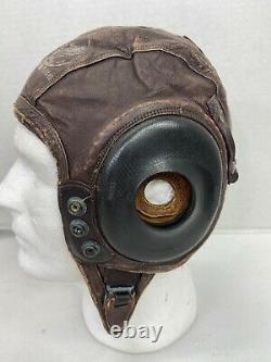 Original WWII US Army Air Force Pilots A-11 Leather Flight Helmet