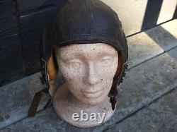 Original WWII US Army Air Force Pilots A-11 Leather Flight Helmet M GREAT SHAPE