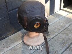 Original WWII US Army Air Force Pilots A-11 Leather Flight Helmet M GREAT SHAPE