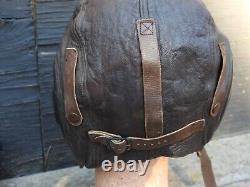 Original WWII US Army Air Force Pilots A-11 Leather Flight Helmet M GREAT SHAPE