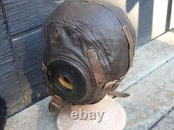 Original WWII US Army Air Force Pilots A-11 Leather Flight Helmet M GREAT SHAPE