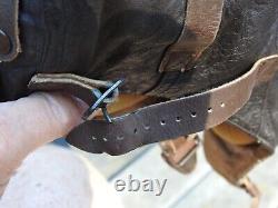Original WWII US Army Air Force Pilots A-11 Leather Flight Helmet M GREAT SHAPE
