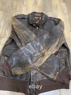 Original WWII US Army Air Force Type A2 Leather Flight Jacket Bomber 38