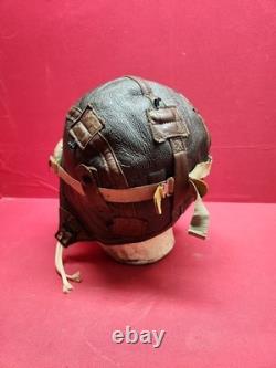 Original WWII US Army Air Force Type B-6 Medium Leather Flight Helmet W Goggles