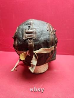 Original WWII US Army Air Force Type B-6 Medium Leather Flight Helmet W Goggles