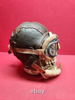 Original WWII US Army Air Force Type B-6 Medium Leather Flight Helmet W Goggles