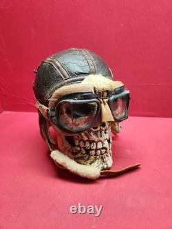Original WWII US Army Air Force Type B-6 Medium Leather Flight Helmet W Goggles