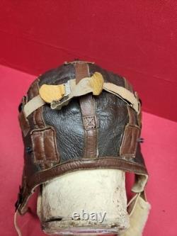 Original WWII US Army Air Force Type B-6 Medium Leather Flight Helmet W Goggles