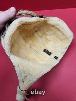 Original WWII US Army Air Force Type B-6 Medium Leather Flight Helmet W Goggles