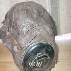 Original WWII US Army Air Forces Pilot Leather Flight Helmet WW2