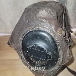 Original WWII US Army Air Forces Pilot Leather Flight Helmet WW2