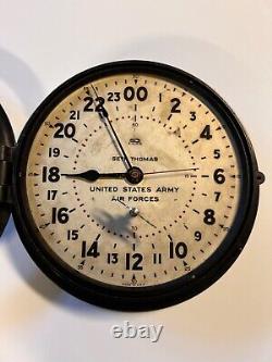 Original WW II 1943 Radio Room US Army Air Force Wall Clock+ Key 24 Hour Dial