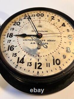 Original WW II 1943 Radio Room US Army Air Force Wall Clock+ Key 24 Hour Dial