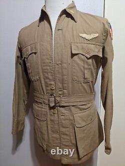 Original Ww2 10th Usaaf Us Army Air Forces Flying Tiger Canvas Brown Jacket