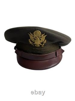 Original Ww2 Us Army Air Forces Officers Crusher Visor Cap Badge Hat Dehner