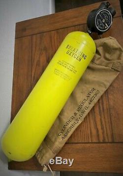 Original Wwii Us Army Air Corps D-2 Walk Around Oxygen Bottle & Bag B-17 B-24