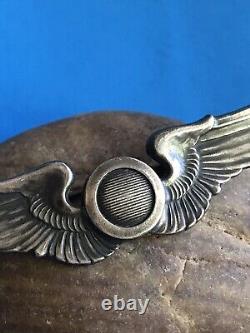 Original Wwii Us Army Air Force Sterling Combat Observer 3 1/8 Wing Badge