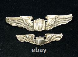 Pair WWII Sterling Army Air Forces Pilot Wings Badge by Balfour RARE 3 2