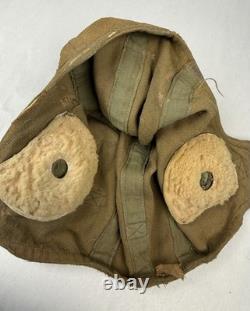 Pre WWII 1920s-30s US Army Air Corps Navy Cloth Flight Helmet w Gosport Fittings