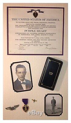 Purple Heart WWII KIA US Army Air Corp Navigator Medal Engraved Certificate
