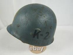 RARE WW2 Blue Laredo Army Air Field Gunnery School Liner Helmet K-2 with Decal