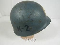 RARE WW2 Blue Laredo Army Air Field Gunnery School Liner Helmet K-2 with Decal