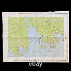 RARE WWII 1945 Army Air Force B-24 & B-25 Hong Kong Harbor Target Approach Map