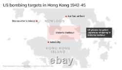 RARE WWII 1945 Army Air Force B-24 & B-25 Hong Kong Harbor Target Approach Map