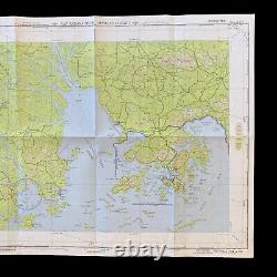 RARE WWII 1945 Army Air Force B-24 & B-25 Hong Kong Harbor Target Approach Map