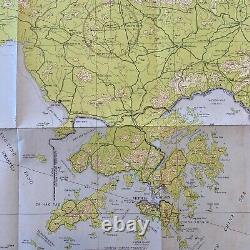 RARE WWII 1945 Army Air Force B-24 & B-25 Hong Kong Harbor Target Approach Map