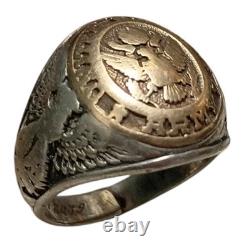 RARE WWII Solid Sterling Silver Gold-Tone U. S. Army Air Corps Ring Size7.70