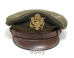 REAL WWII US Army Air Force Crusher Cap Crush Hat Brooks California Size 7-1/4