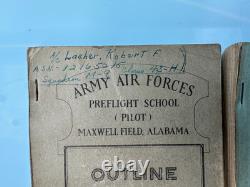 Rare Pair of ID'd WWI WWII Army Air Forces Outline of Courses Books Pilot School