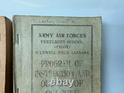 Rare Pair of ID'd WWI WWII Army Air Forces Outline of Courses Books Pilot School