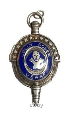 Rare USAAF Jolly Roger Sterling Silver Fraternal Key Fob Army Air Forces WWII