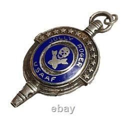 Rare USAAF Jolly Roger Sterling Silver Fraternal Key Fob Army Air Forces WWII