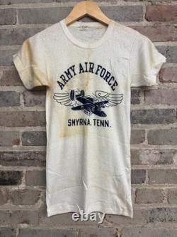 Rare Vintage 1940s 1950s US Army Air Force WWII military t shirt Flock Print