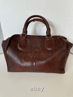 Rare Vintage WWII Army Air Corps Air Force Cadet Leather flight bag Military HTF