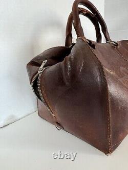Rare Vintage WWII Army Air Corps Air Force Cadet Leather flight bag Military HTF