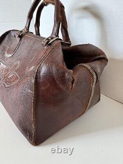 Rare Vintage WWII Army Air Corps Air Force Cadet Leather flight bag Military HTF