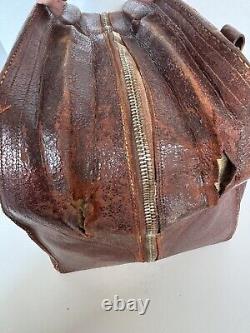 Rare Vintage WWII Army Air Corps Air Force Cadet Leather flight bag Military HTF