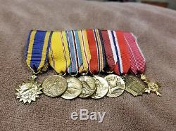 Rare WW2 Army Air Force 8x Place Mini Medal Bar Air Medal/ Order Of The British