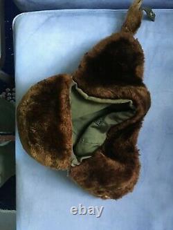 Rare WWII 1943 Army Air Corps Winter Down/Beaver Mad Bomber Hat US type B-9