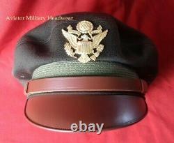 Repro WW2 Officer's Elastique Visor Crusher Cap Hat OD51 USAAF Army Air Force